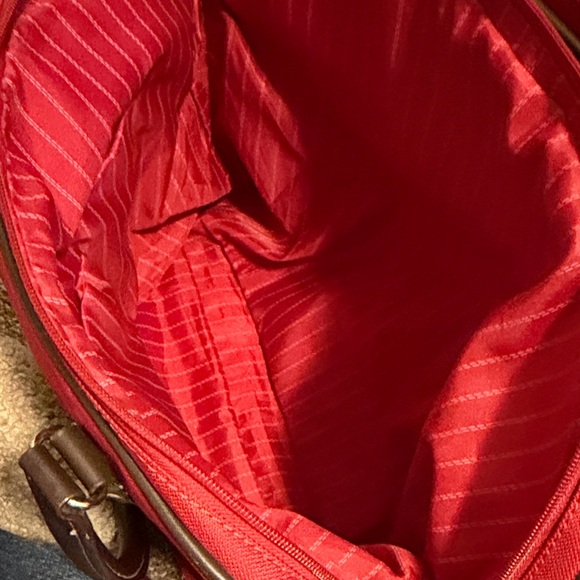 Chaps Red Tote with Brown Trim and Dual Handles - Picture 6 of 11